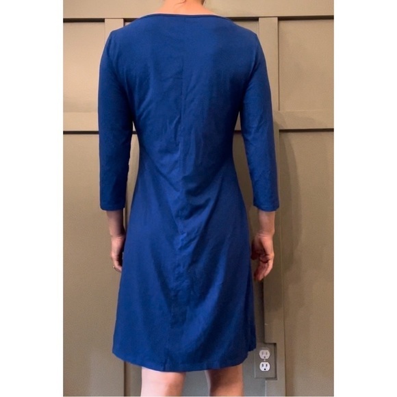 GARNET Hill Stretch Jersey Bateau Neck Dress 3/4 Sleeves Cobalt Blue Size Small - Picture 4 of 10